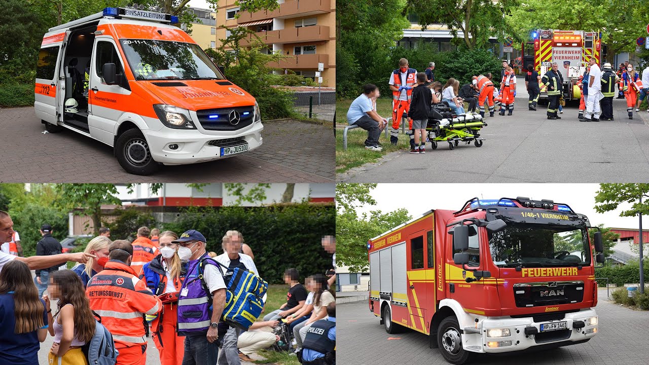 REIZGAS IN VIERNHEIMER SCHULE VERSPRÜHT - 60 SCHÜLER VERLETZT | GROßEINSATZ ~ 22.06.2022