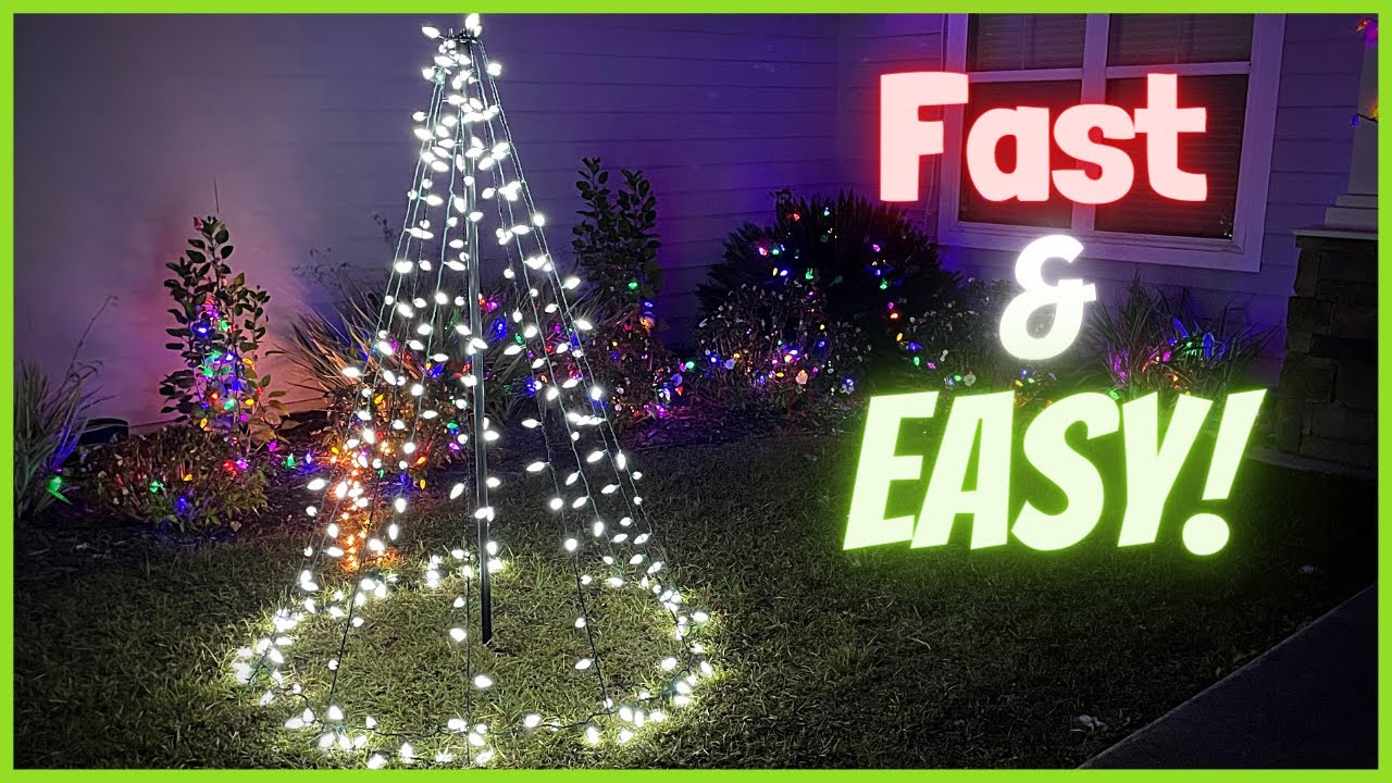 How to Make an Outdoor Christmas Tree Out of Lights!