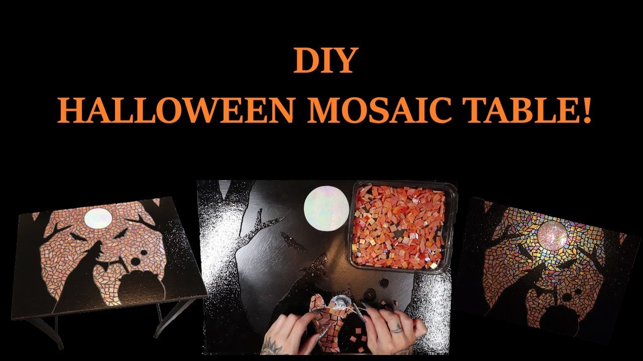 HALLOWEEN MOSAIC TABLE! (Making a mosaic witch silhouette table!)