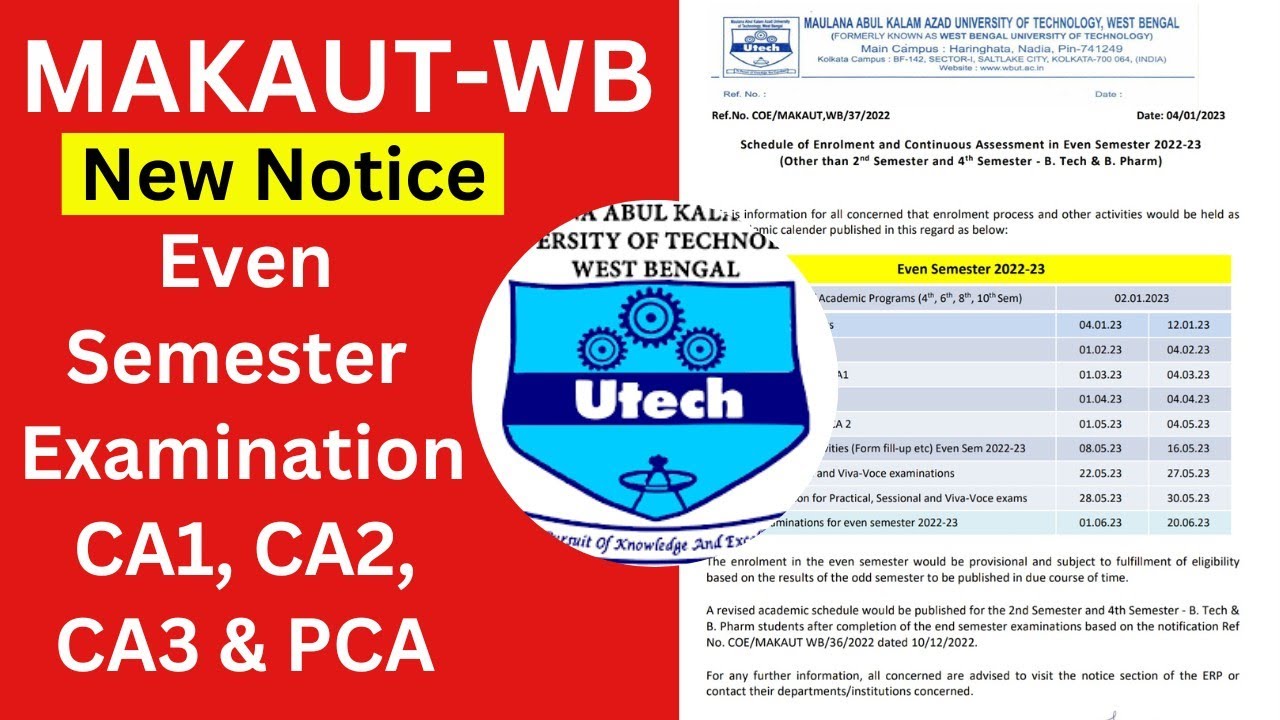 MAKAUT-WB New Notice -Even. Semester Exam Date