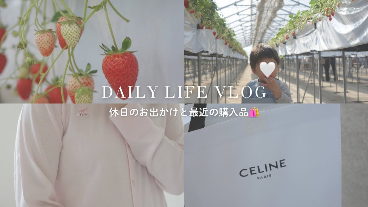 【日常vlog】 いちご狩りとアウトレット・コストコの休日🍓｜最近の購入品👜CELINE / MAISON KITSUNE / Van Cleef & Arpels