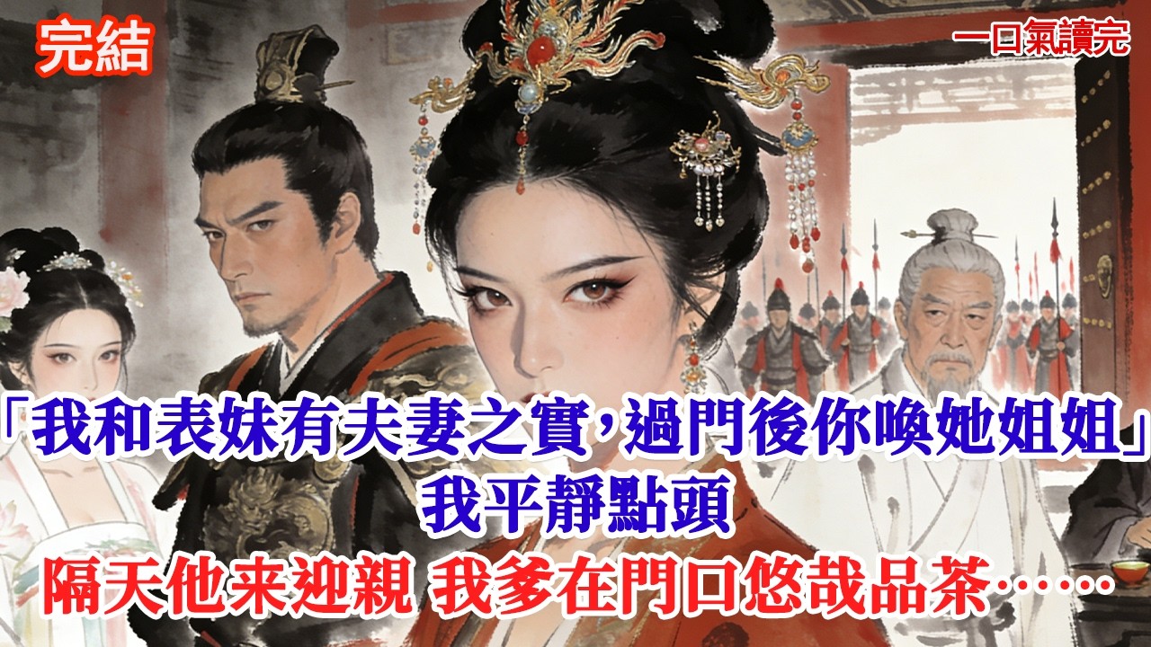 「我和表妹已有夫妻之實，過門後你喚她姐姐」將軍得意地交代，我平靜點頭，隔天他帶迎親隊伍浩蕩而來，卻見我爹在門口悠哉品茶……#古風#追妻火葬場#愛情#小說