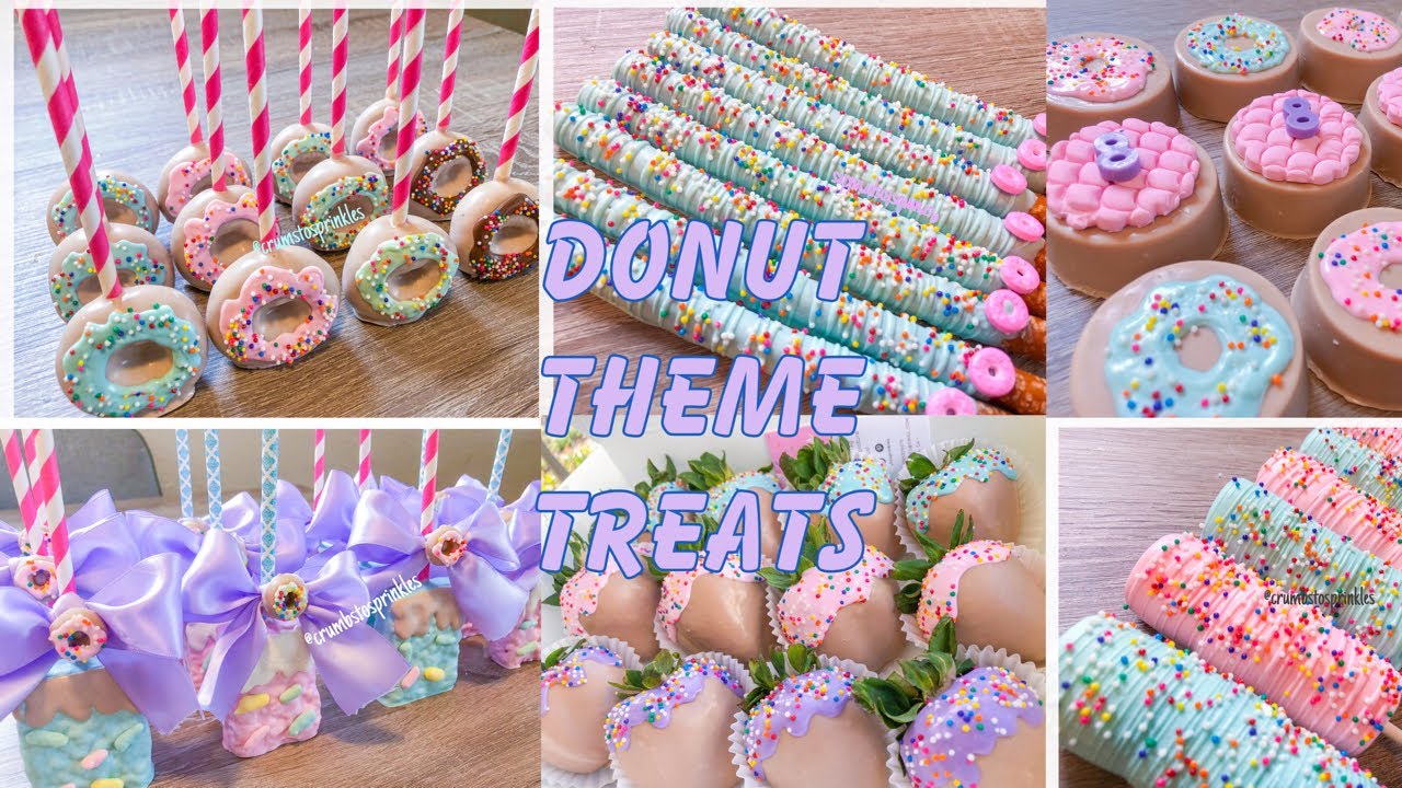 🍩 Postres de Mesa tematica de Donas ( Fresas cubiertas en chocolate, cake pops, Ricekrispies y mas)