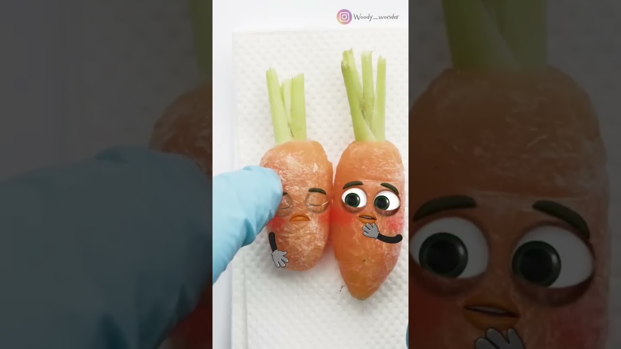 Carrot C-Section - SIAMESE TWINS ALMOST DIED😢❤️ #fruitsurgery #cute #foodsurger