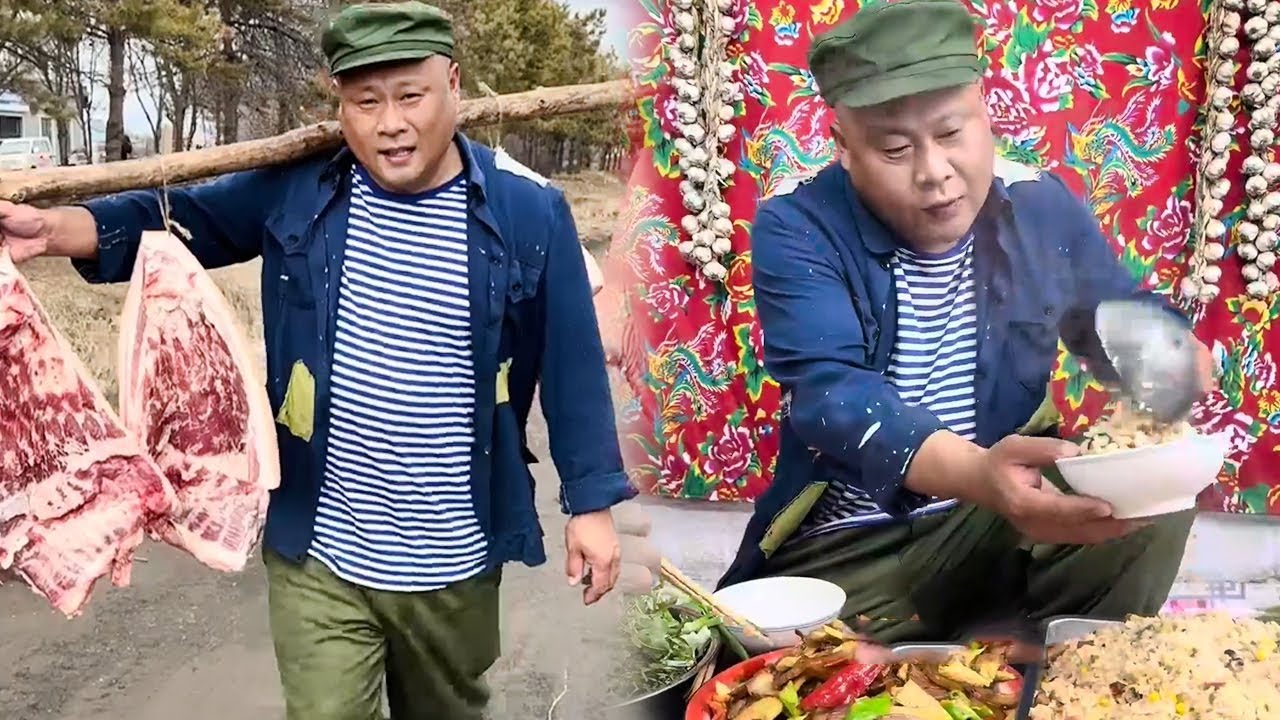 农家土法，柴火熏制，年味十足老腊肉！ #农村生活 #农村美食 #铁棍蹭饭#农村大锅饭菜