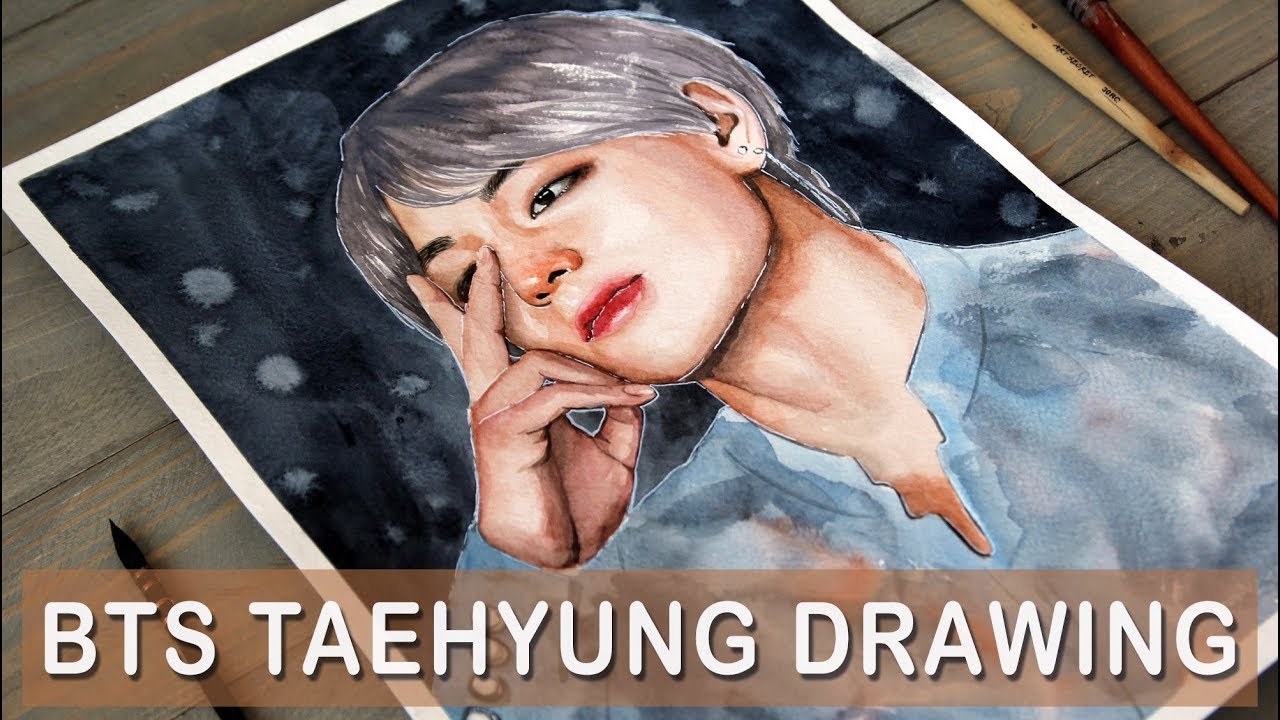BTS TAEHYUNG WATERCOLOR DRAWING