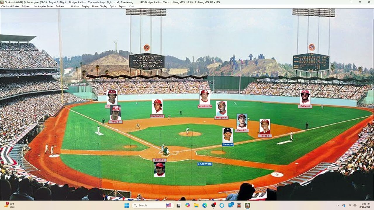 Action PC Baseball 8-2-75 Cincinnati at Los Angeles