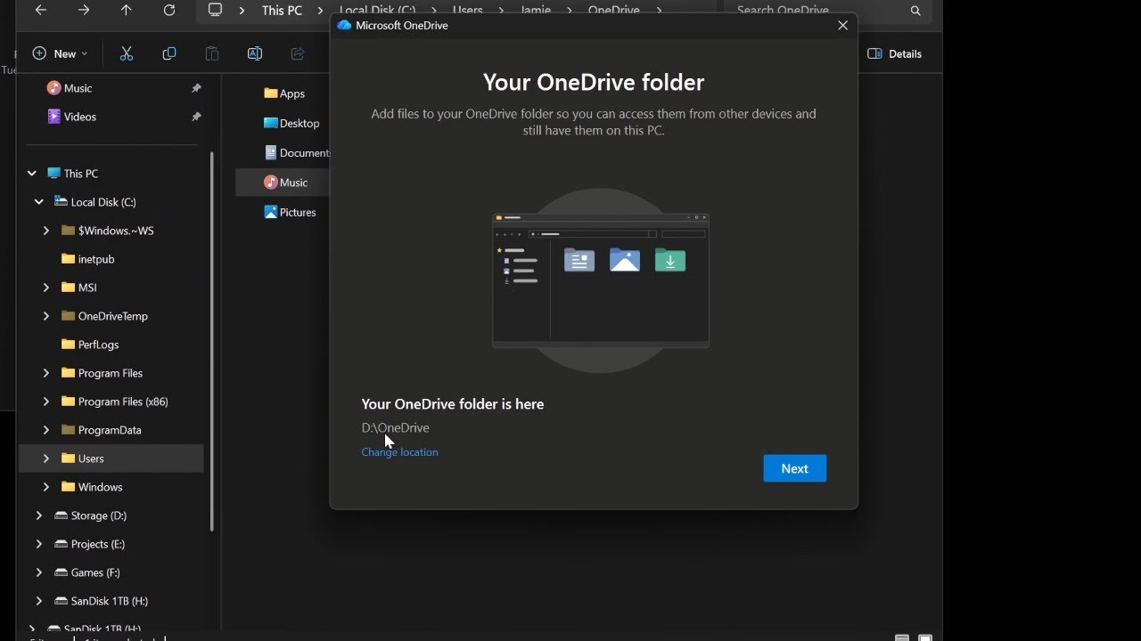 How to Change OneDrive Location From C Drive to D Drive Windows 11