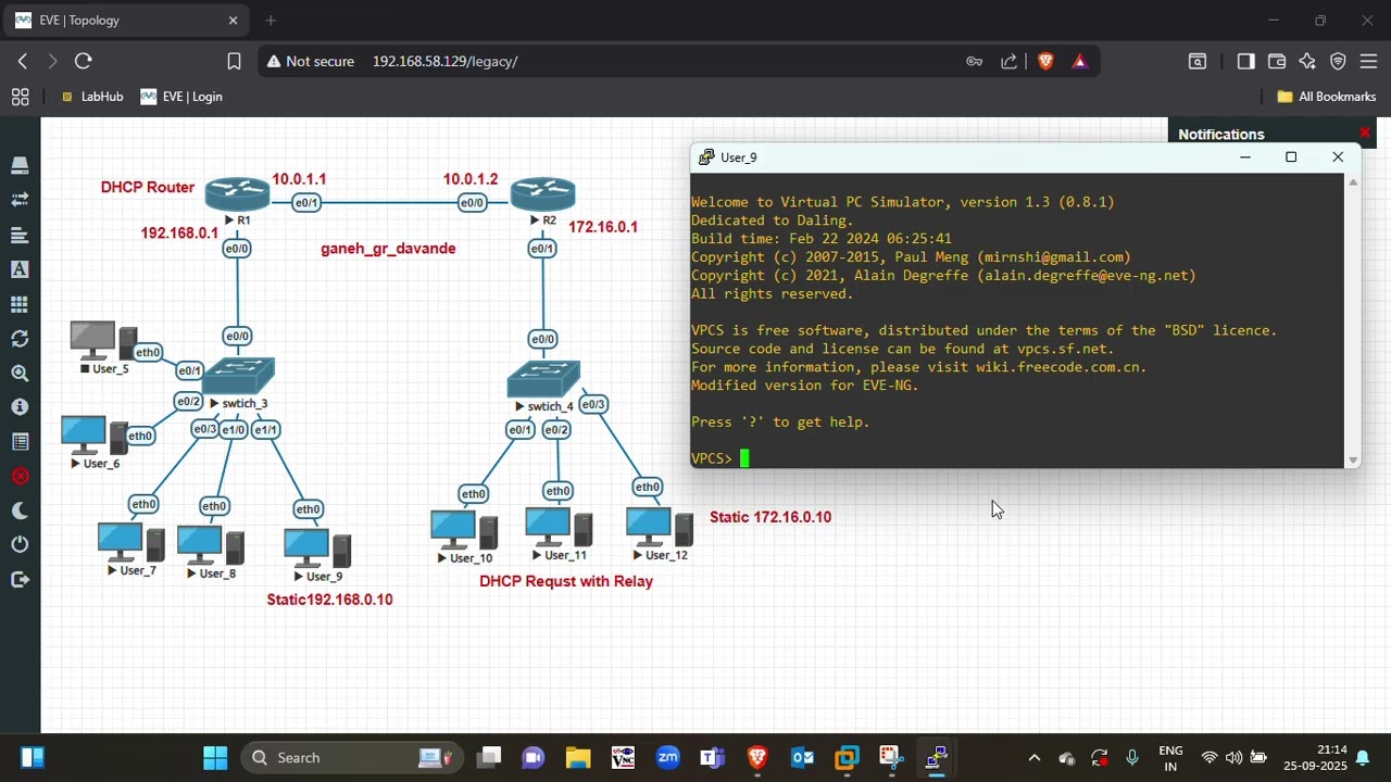 DHCP Configuration with DHCP Relay | EVE-ng Full Lab Setup | CCNA | CCNP