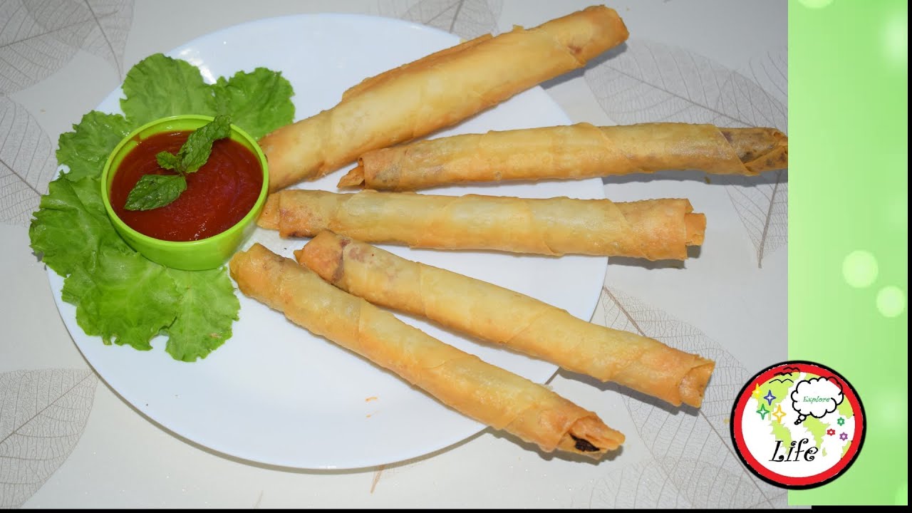 Chicken spring roll extra large / لفات الخضر / سموسہ رول / by Explore creative life