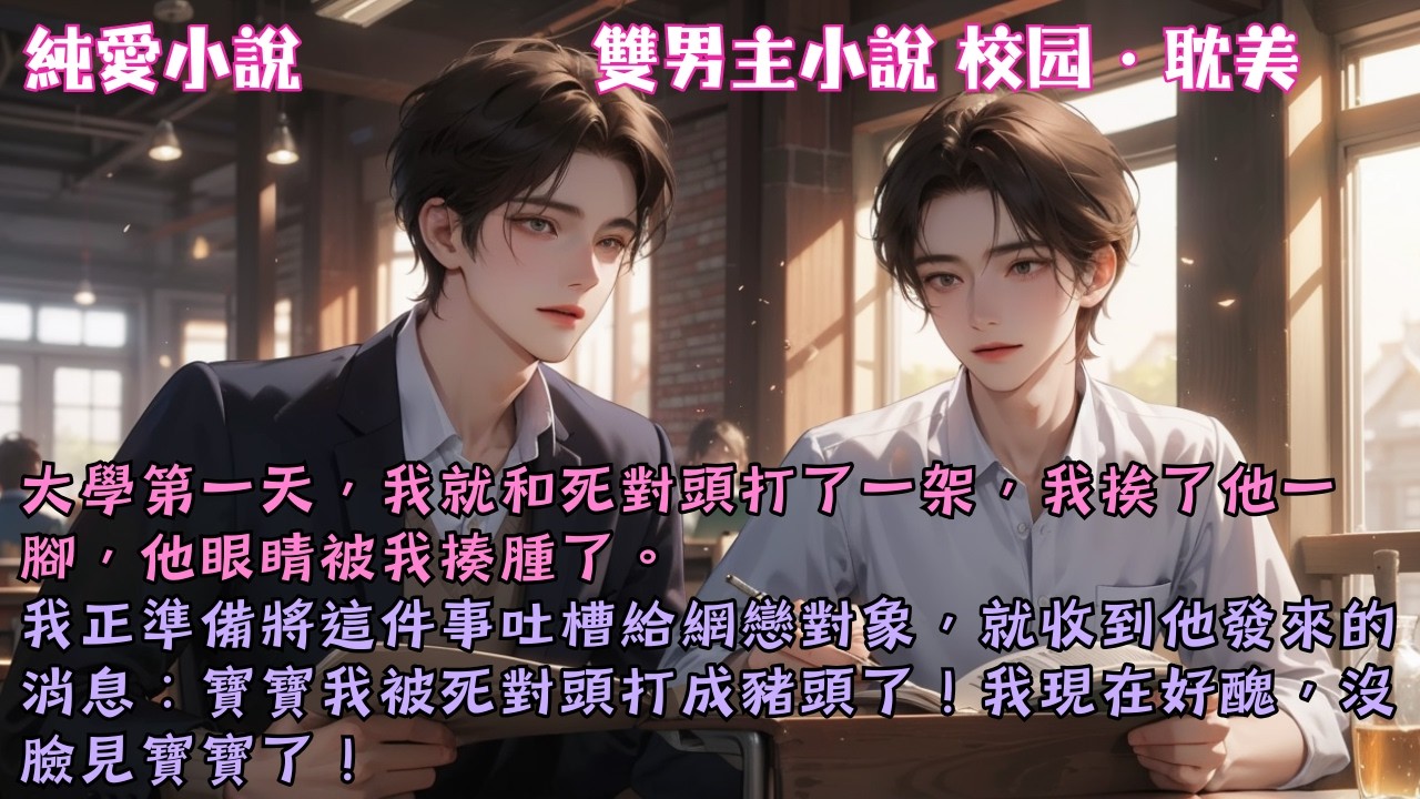 【耽美校園】我就和死對頭打了一架，我挨了他一腳，他眼睛被我揍腫了。我正準備把這事吐槽給網戀對象，就收到他的消息：寶寶我被死對頭打成豬頭了！#【死對頭為愛當狗】 #小說 #故事 #爽文 #完結 #BL