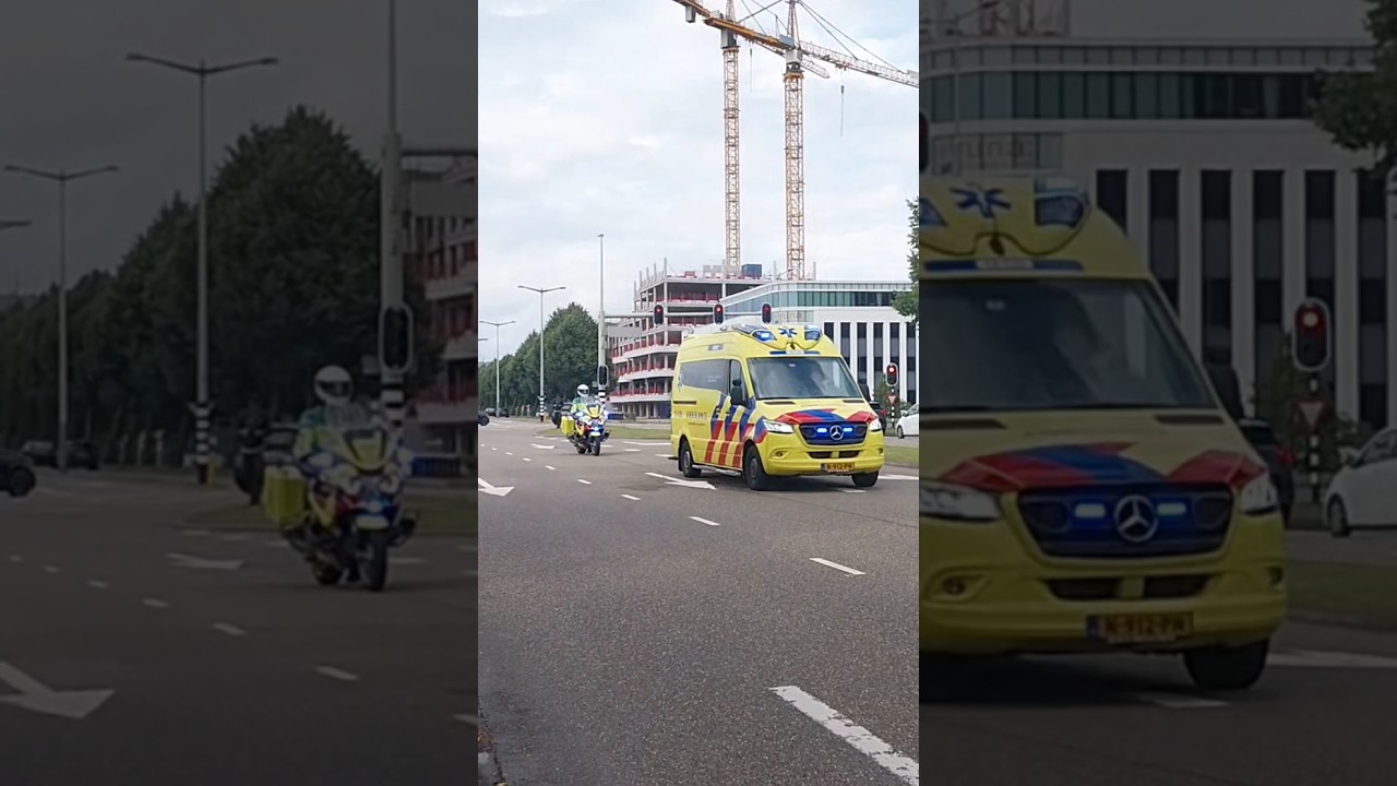 [BIJNA AANRIJDING] ambulance/motor met spoed naar het AMC #ambulance #Amsterdam #2025 #shorts  #fyp