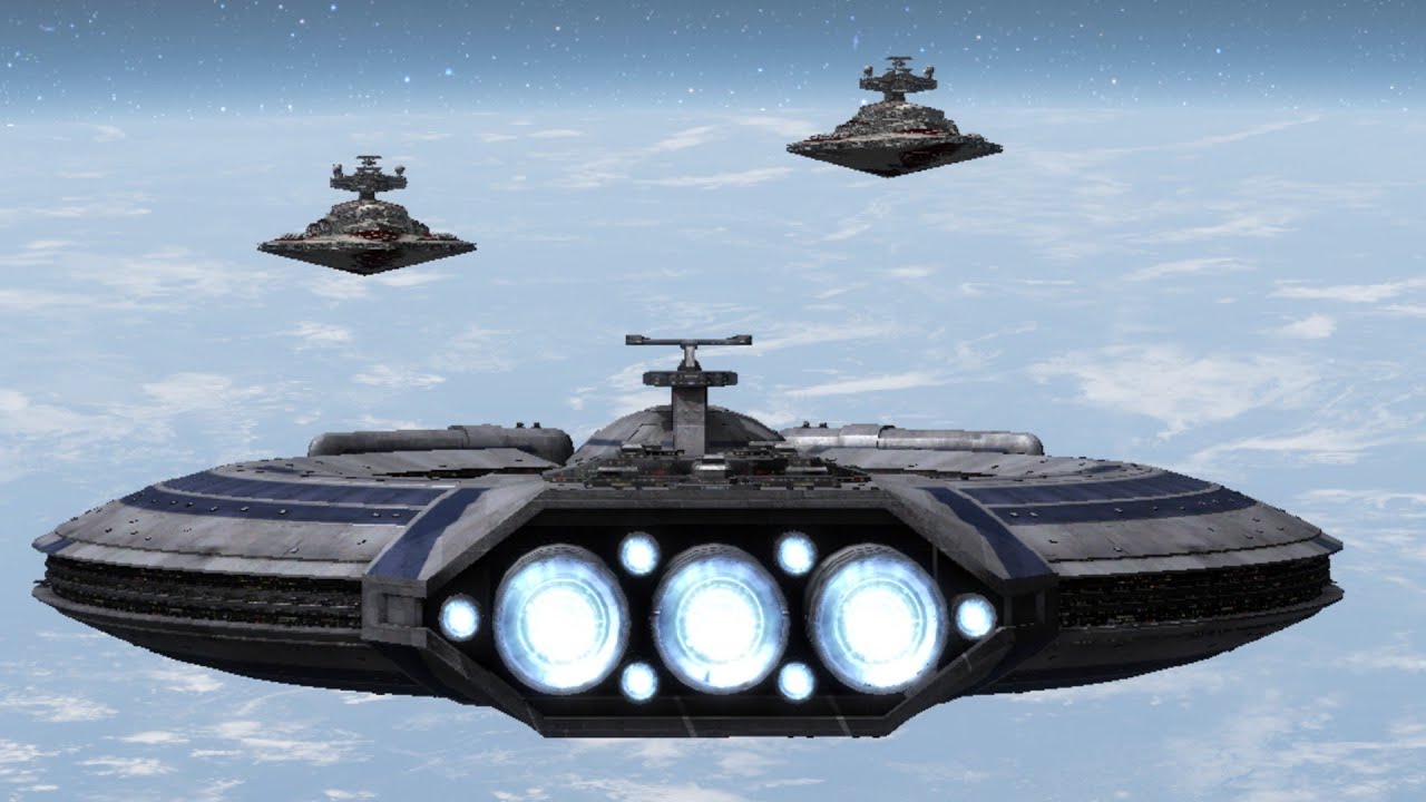 1 Lucrehulk Battleship vs 2 Tector Star Destroyer - Empire at War Remake Mod NPC Battle