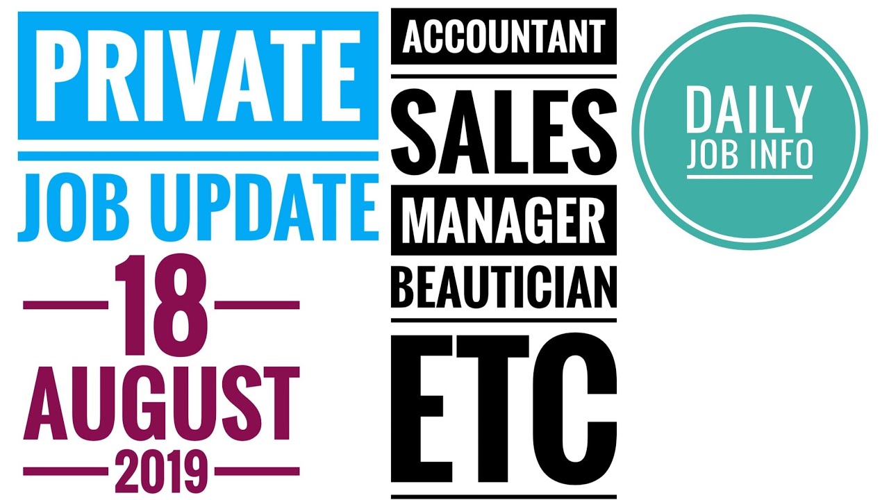 Private Job in Assam |  Accountant | Sales Manager | Beautician | 18 August 2019