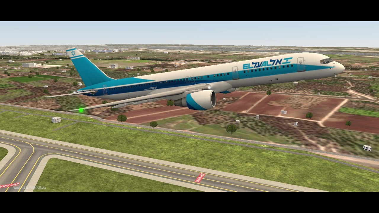 Boeing 757 special EL AL airline livery, Tel Aviv, Israel at Bari. Landing, service, takeoff. B752