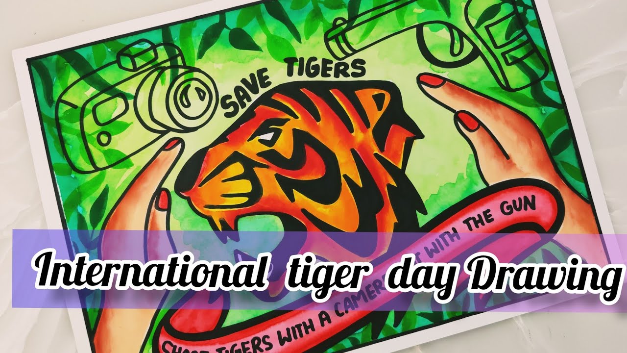 Save tiger poster/poster on international tiger day easy step/save tiger save wildlife poster
