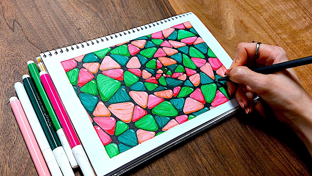 This Colorful 3D Pattern Tricks Your Eyes | Easy Zentangle step by step