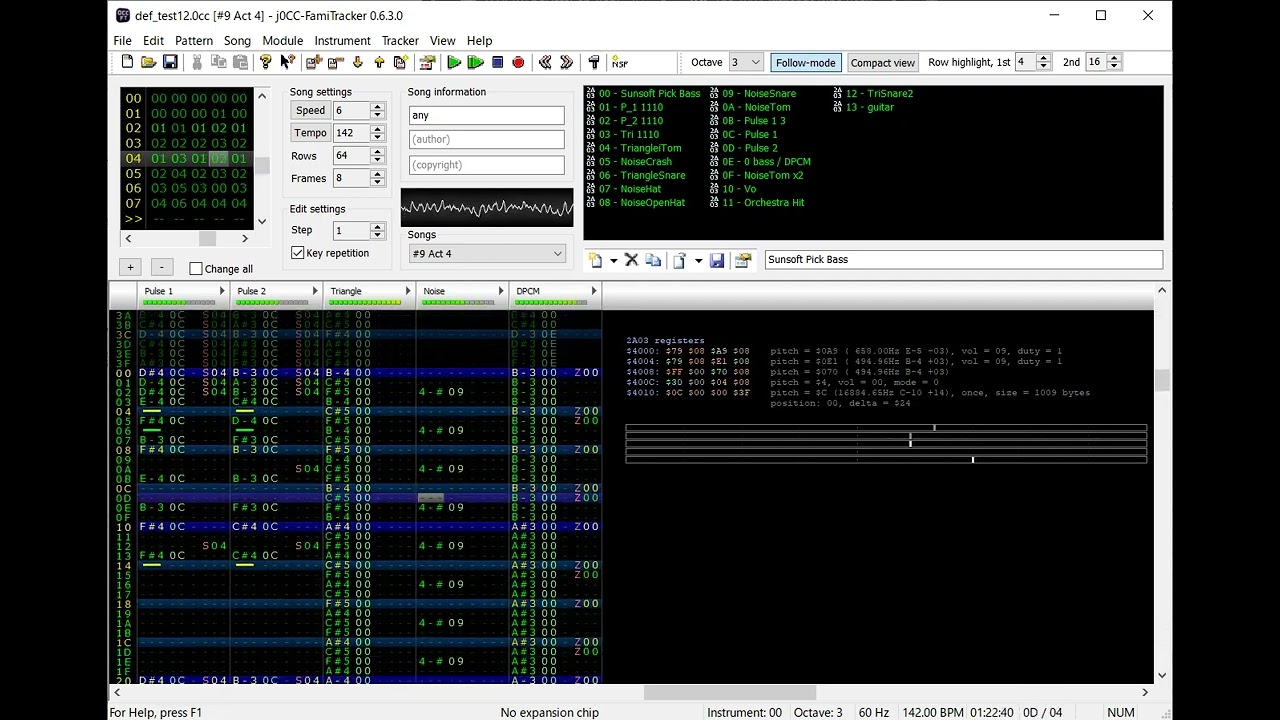 機動戦士ガンダムF91 フォーミュラー戦記0122 - ACT.04の戦闘BGM (FamiTracker)