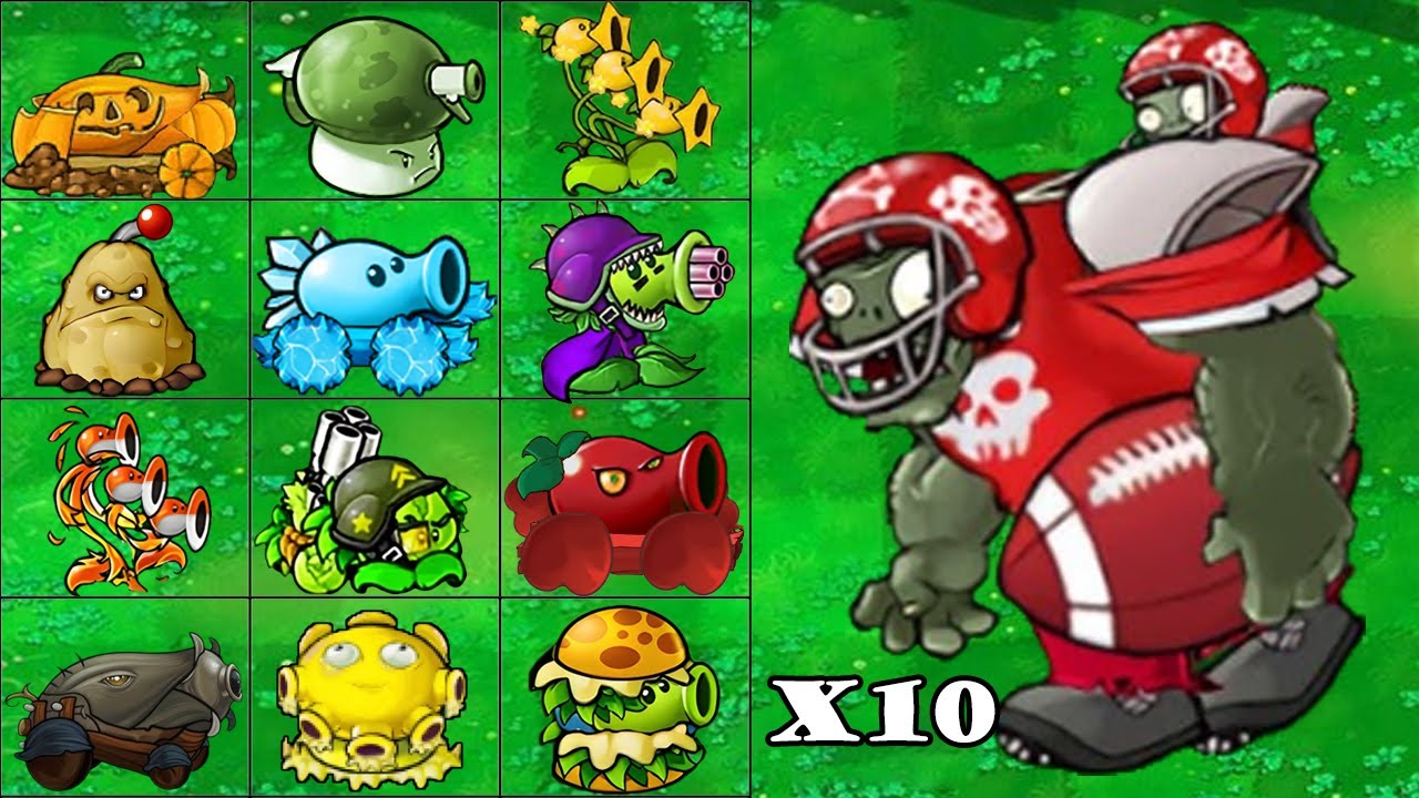 PVZ 1 Hybrid 3.4 Challenge - All Plants Hybrid  Vs Football Gargantuar. Who Will Win?