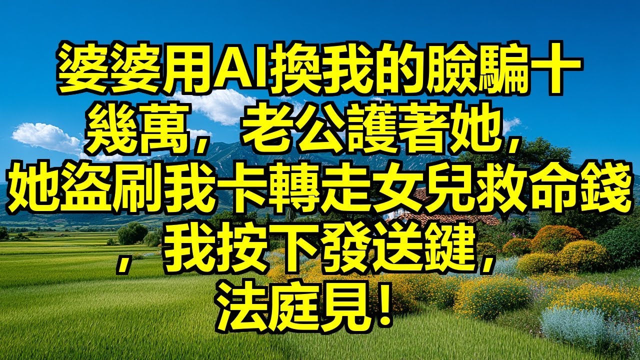 婆婆用AI換我的臉開直播騙粉絲十幾萬，老公護著她說是愛好，婆婆盜刷我的卡轉走女兒十五萬手術費，我沒哭，轉身進書房按下發送鍵，法庭見！ #AI換臉詐騙 #盜刷救命錢 #證據反擊