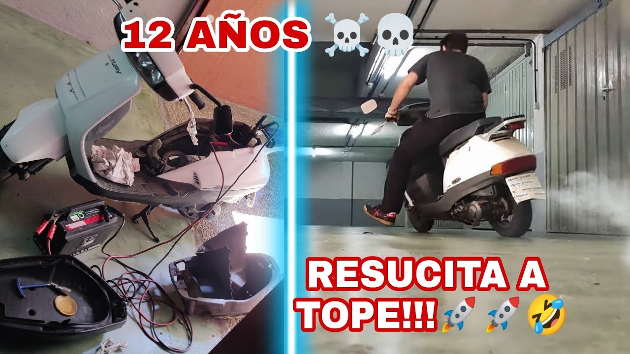 RESCATO MOTO PARADA 12 AÑOS☠️ CÓMO ARRANCAR Y PRUEBA A FUEGO🚀😂 SCOOTER HONDA YUPY 90 2T