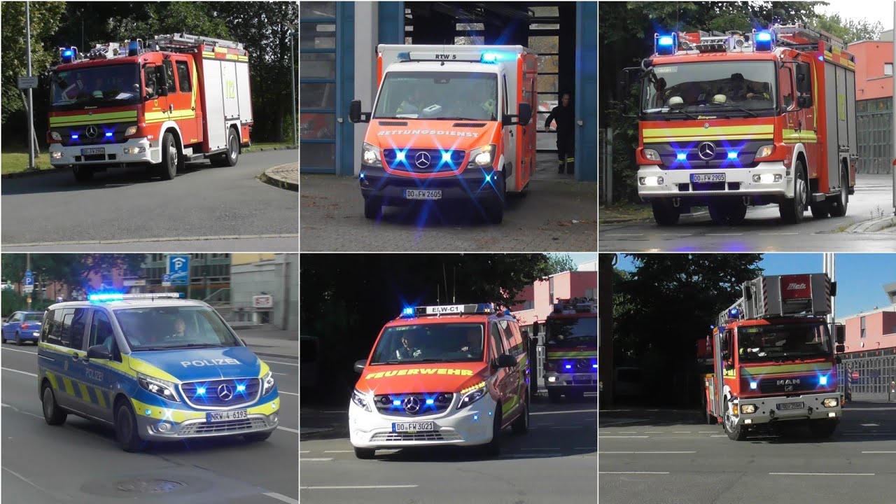 [Großer Zusammenschnitt] Einsatzfahrten Feuerwehr, Rettungsdienst und Polizei Dortmund