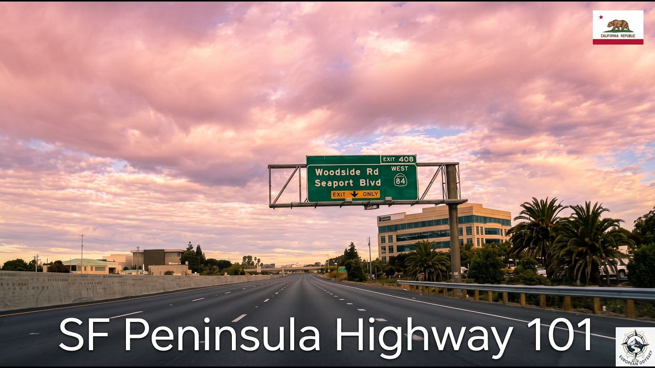 San Francisco Peninsula 4K | Burlingame to Redwood City | Sunset Scenic Drive