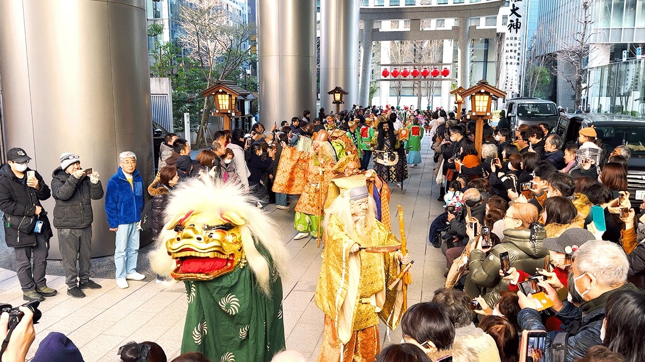 めでたい！七福神パレード ①【 初こんぴら祭 2026 】福の神オールスター揃い踏み ‼︎!　虎ノ門 金刀比羅宮　4K60