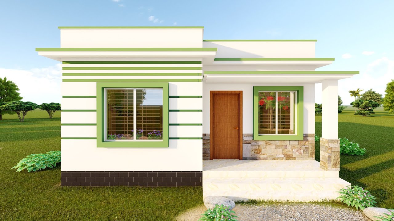 লম্বা জায়গায় ৩ বেডরুম ও ডাইনিং রমের একতলা বাড়ির ডিজাইন . Small 3 Beroom House design Bangladesh.