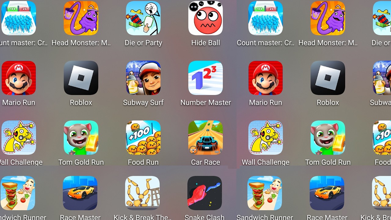 Roblox, Sprunki survival,Zombies Tsunami,Hcr 2,Subway Surf,Death Puzzle,Save The House,Free Fire