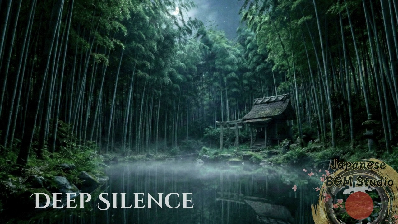 Deep Focus Japanese Music 🌿 Summer Bamboo Shrine Night | Calm Water Ambience for Study & Work