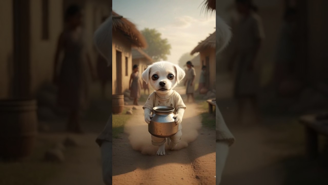 ek garib pubby dog in work for tea stall.