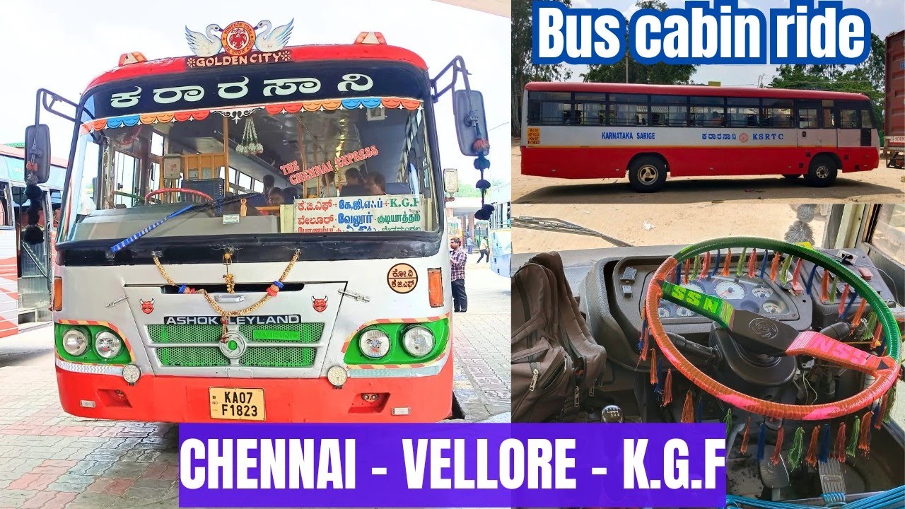 🚍KSRTC 🚍K G F 🔁 CHENNAI BUS CABIN RIDE VIDEO ( TRAVEL WITH MUSICAL HORN SOUND) karanataka sarige
