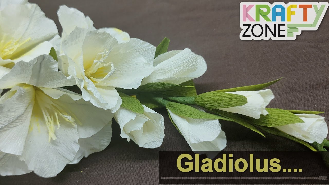 how to make gladiolus flower with crepe paper ഗ്ലാഡിയോളസ് bouquet diy/gladiolus diy/paper gladiolus