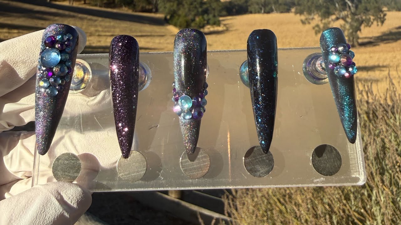  ☆・:.*  Goth Cosmic Mermaid Extra Long Nails Tutorial ੈ✩‧₊˚