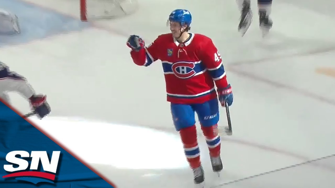 Canadiens' Rafael Harvey-Pinard Tips Home Slap-Pass To Record First-Career Hat Trick