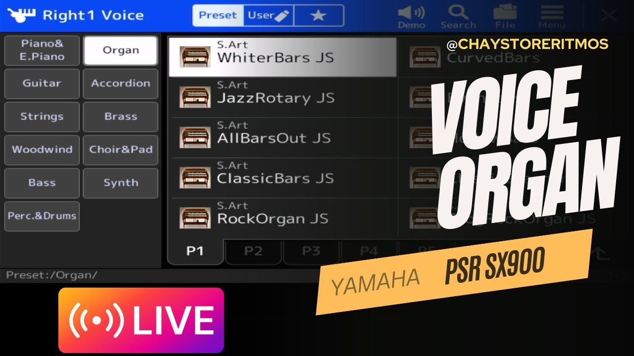 VOICE DEMO Organ Yamaha Psr SX900