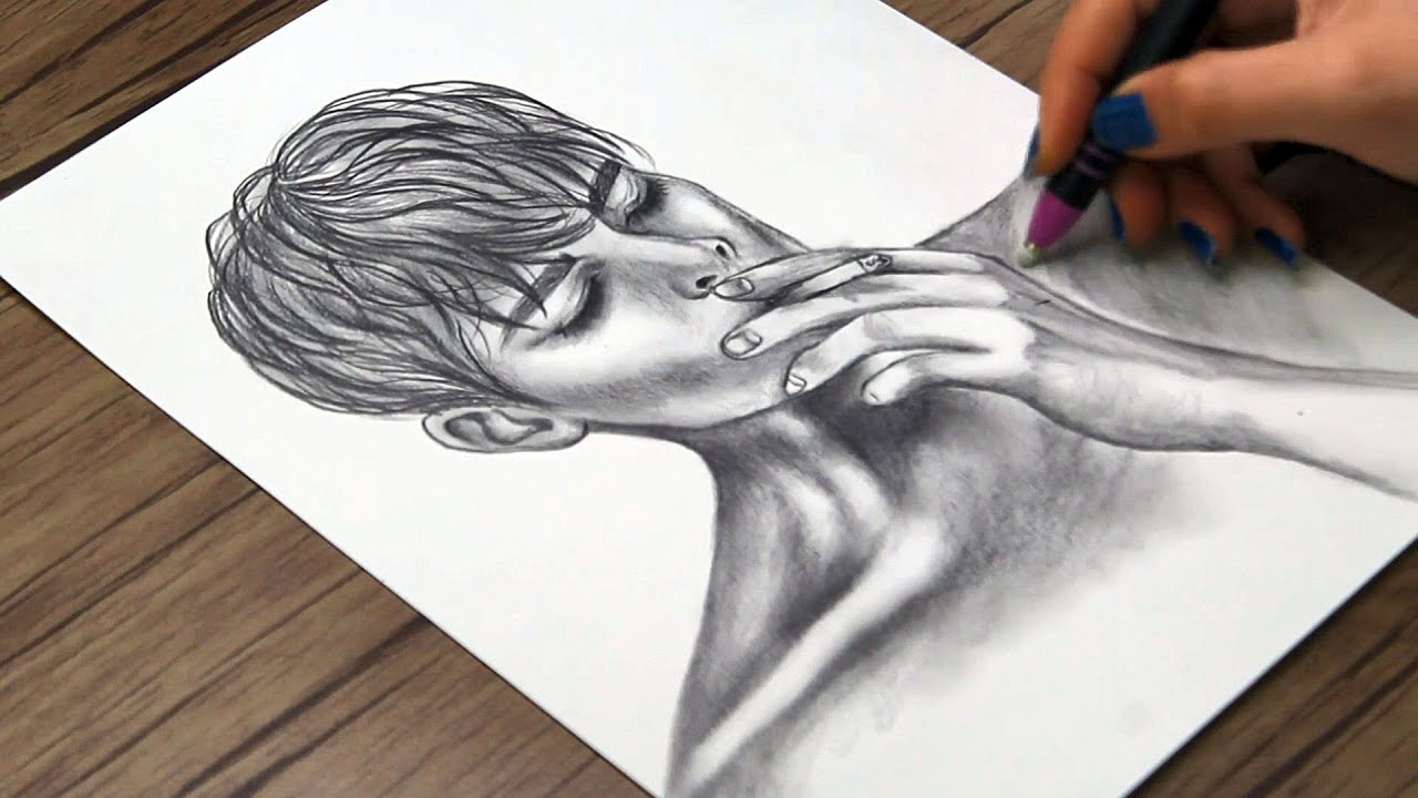 How to Draw a Realistic Boy Smoking with Pencil | Smoking Cigarettes Sketch