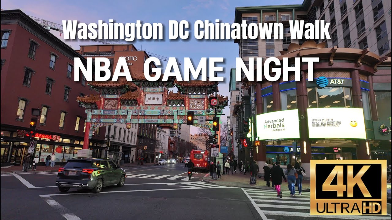 Washington DC Chinatown Walk | 4K NBA Game Night | Spurs vs. Wizards | Archway to Capital One Arena
