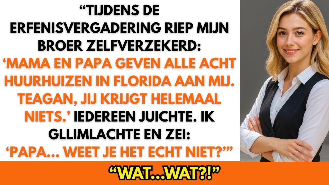“Bij de erfenis claimde mijn broer alles, maar ik glimlachte: ‘Papa… weet je het echt niet?’”