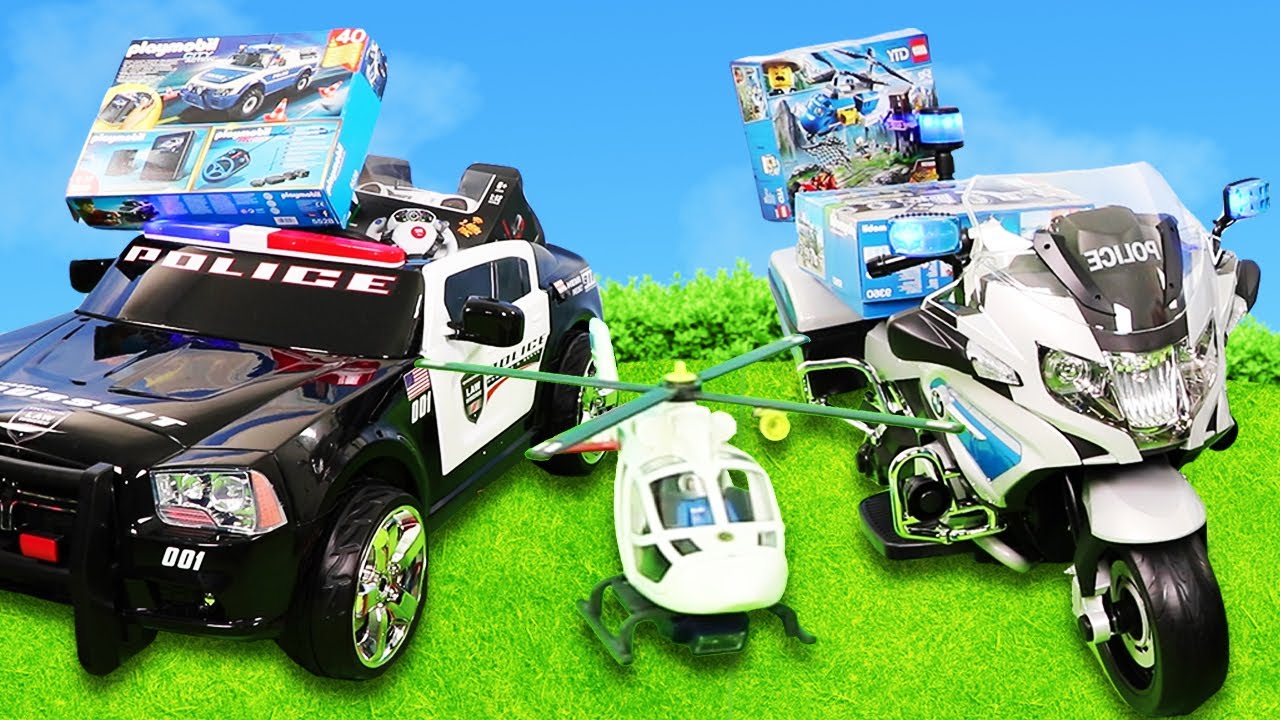 🚓🚁 Un coche de policía teledirigido y un helicóptero blanco🚦 Niños Juguetes