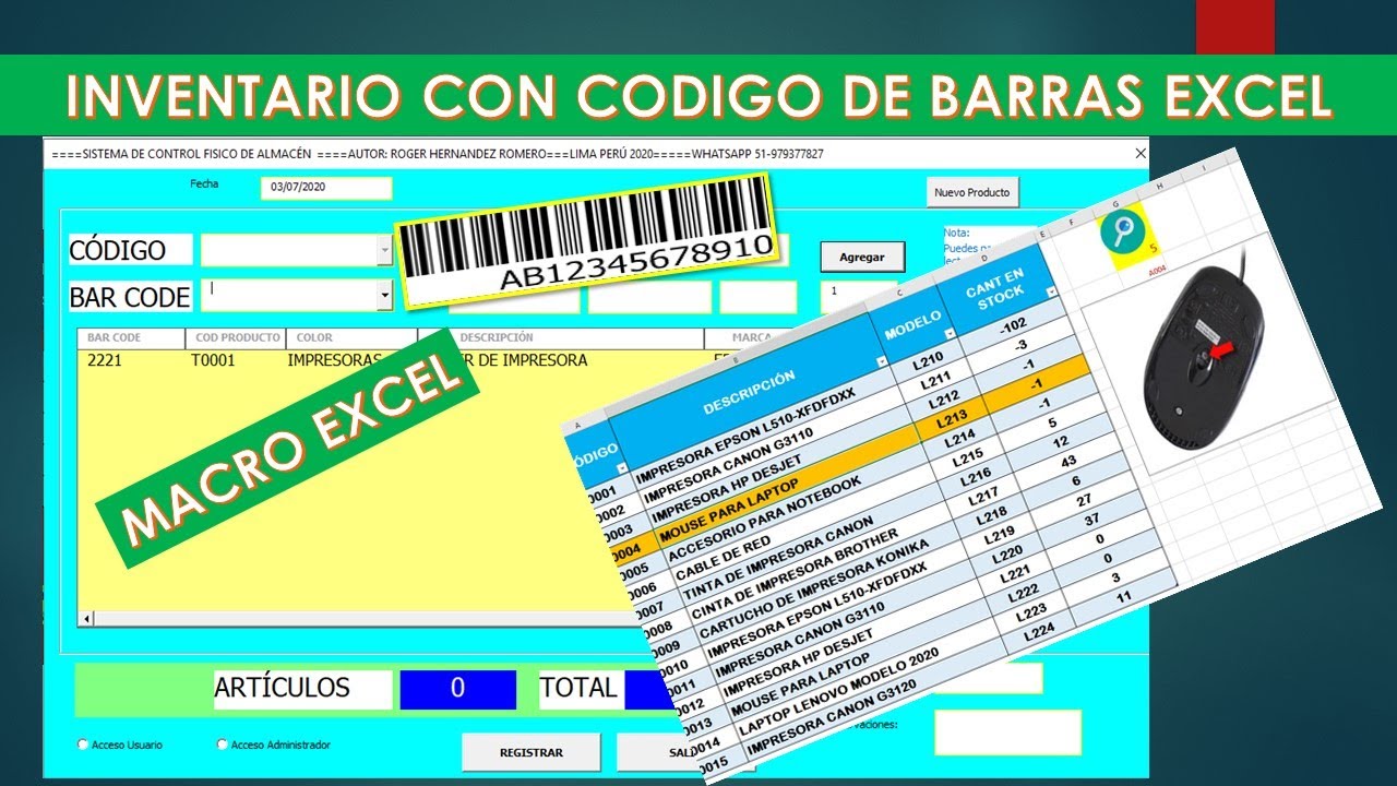 Macro para control de almacén con código de barras Excel