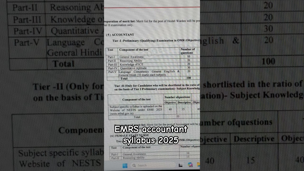 EMRS accountant syllabus 2025 #emrs #emrsaccountant #govtjob #syllabus #bcom #ytshorts