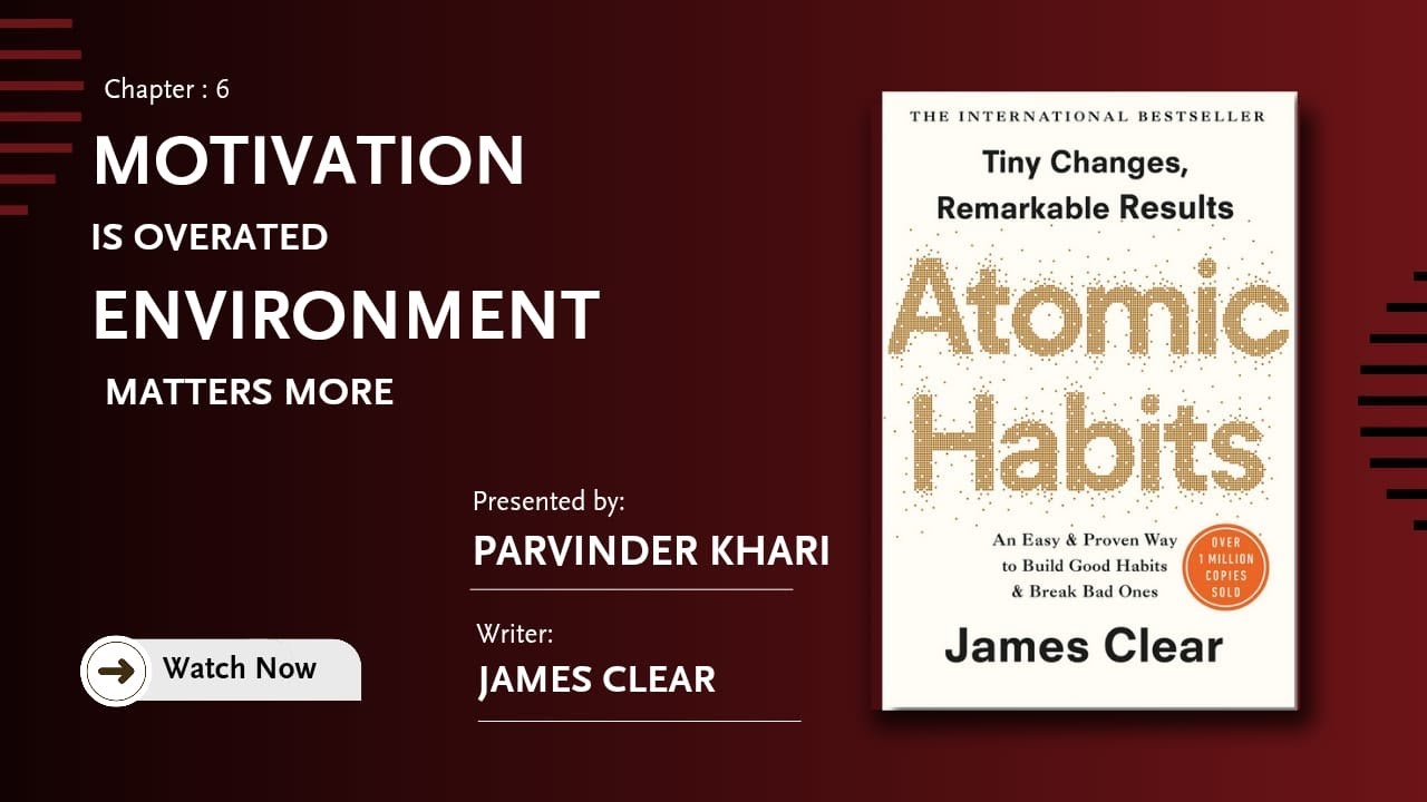 Book Summary || Atomic Habits - Ch VI - Motivation Is Overrated Environment Often Matters More