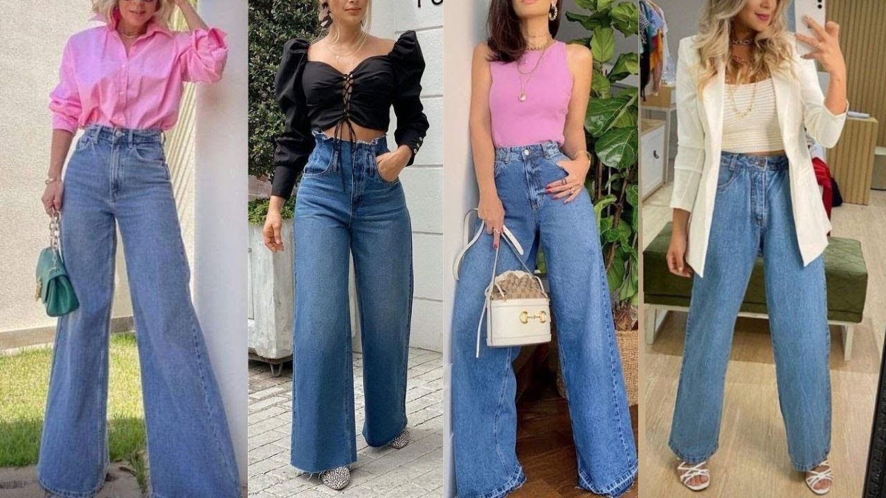 PANTALON DENIM ANCHO OUTFITS DE MODA 2023💋WIDE DENIM TROUSERS FASHION OUTFITS 2023