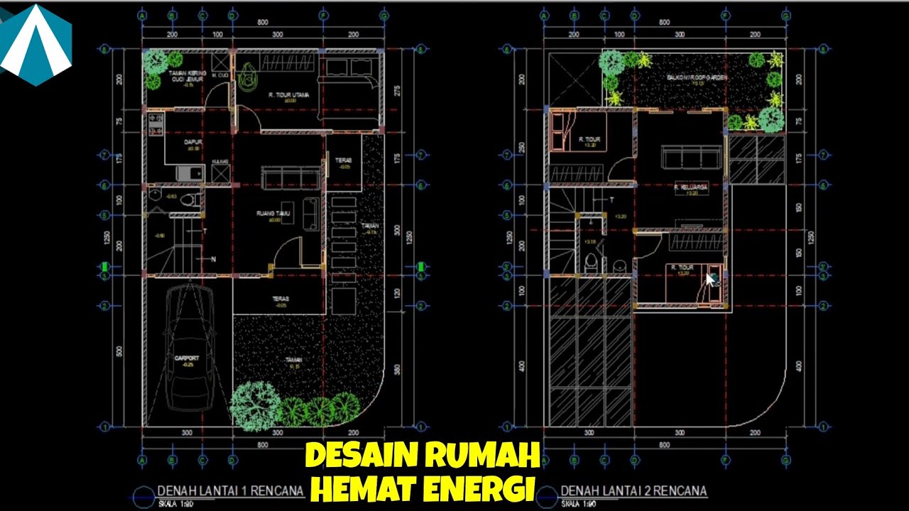 Desain rumah tinggal 2 lantai hemat energi