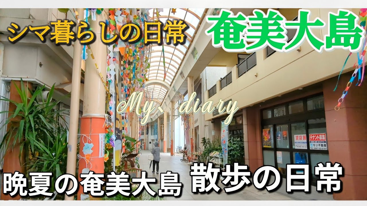 奄美大島　8/7 用事帰り、町に行く　アーケード散歩　七夕飾り　思い出辿りつつ　マイダイアリー2025年8月7日(木)午前撮影