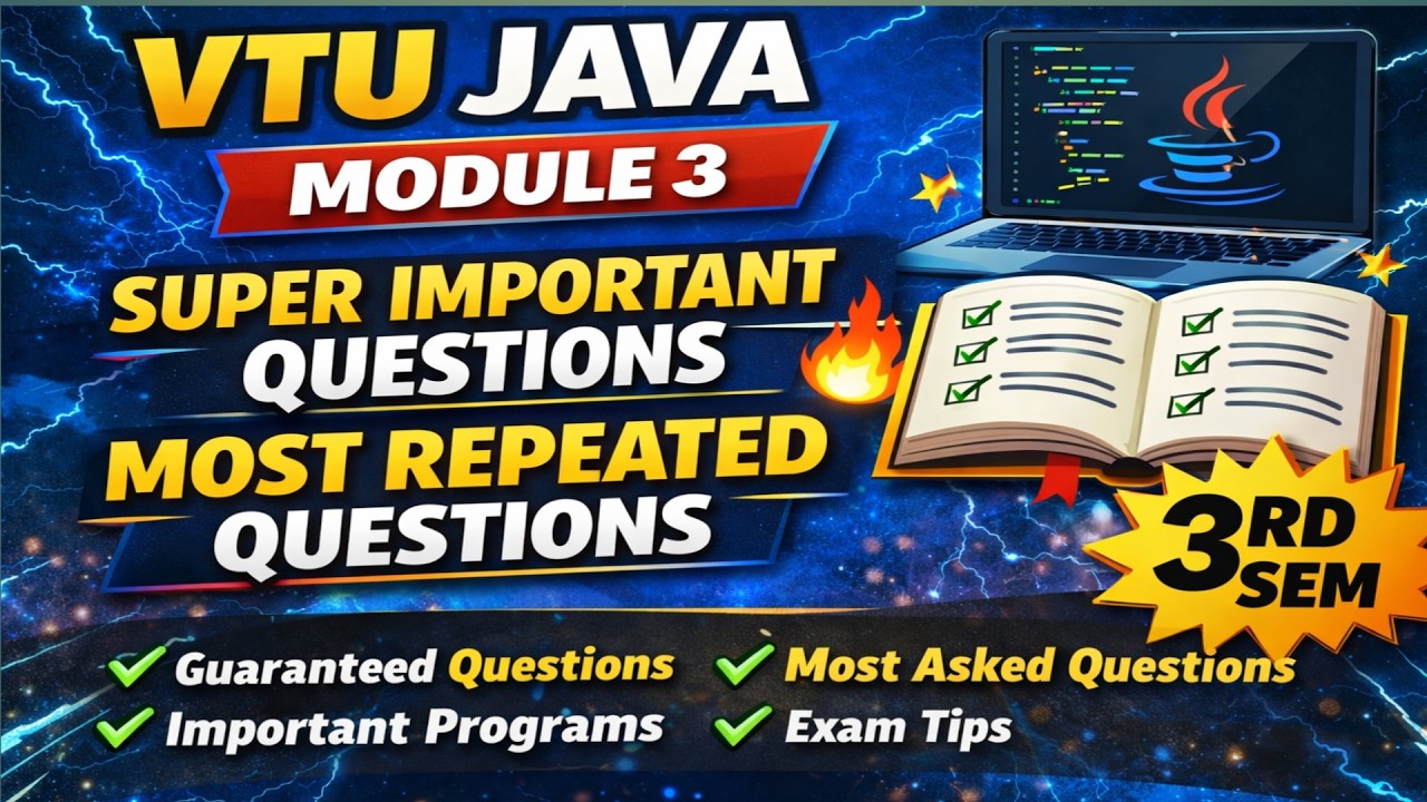 VTU JAVA Module 3 Super Important Questions 🔥 | Most Repeated Questions | 3rd Sem