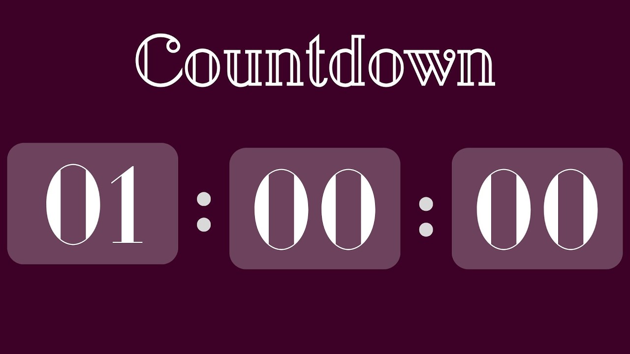 1 Hour Focus Timer 🧡 Deep Focus Countdown 🧡 Dark Purple Background 🧡 ASMR Tick Tock