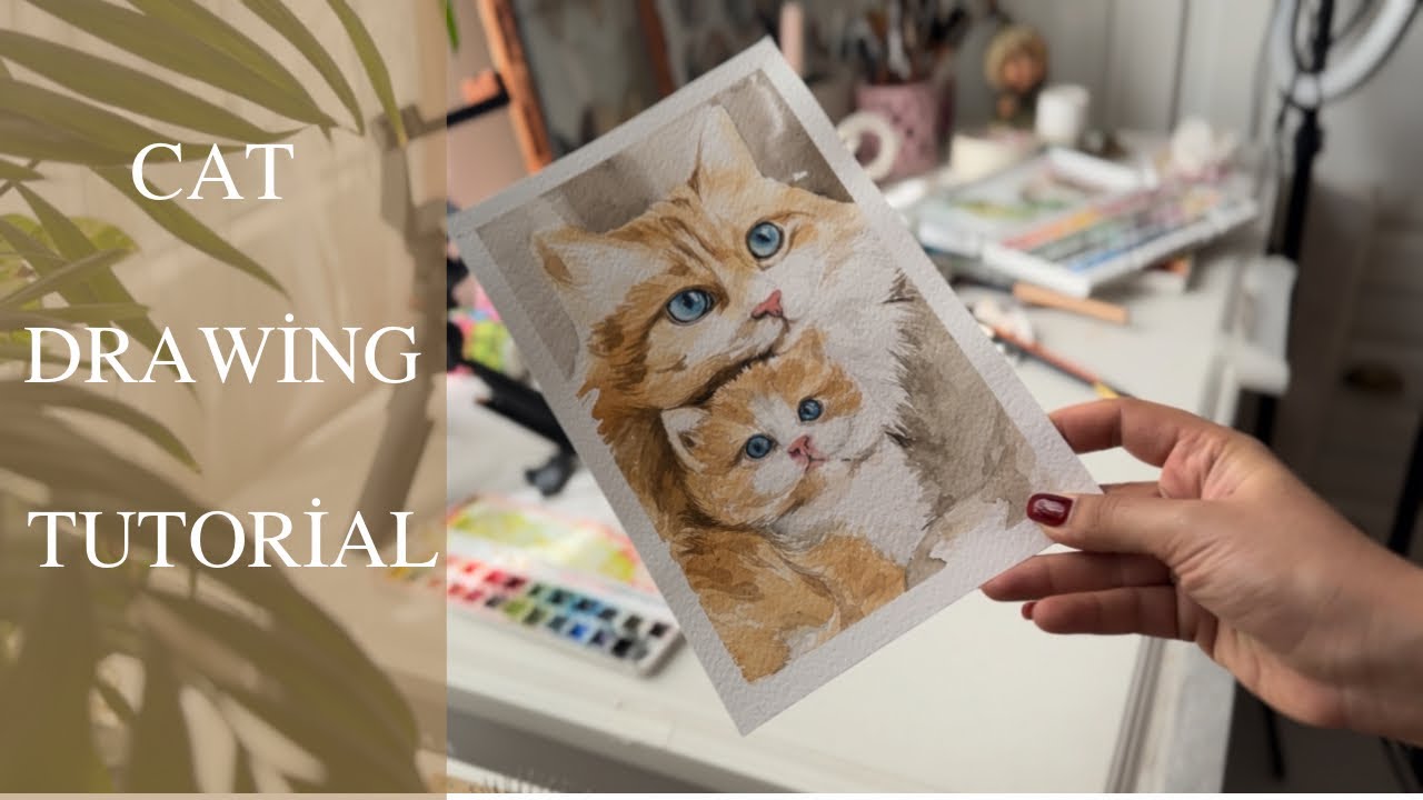 Painting a Realistic Cat with Watercolors . How to Paint a Fluffy Cat in Watercolor for Beginners